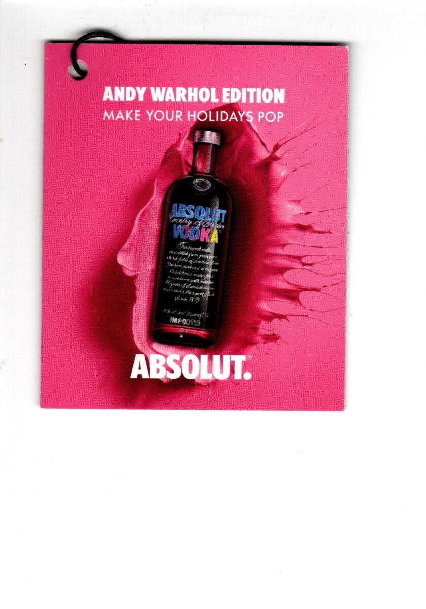 Vintage ABSOLUT WARHOL VODKA BOTTLE Poster Print Ad ANDY WARHOL