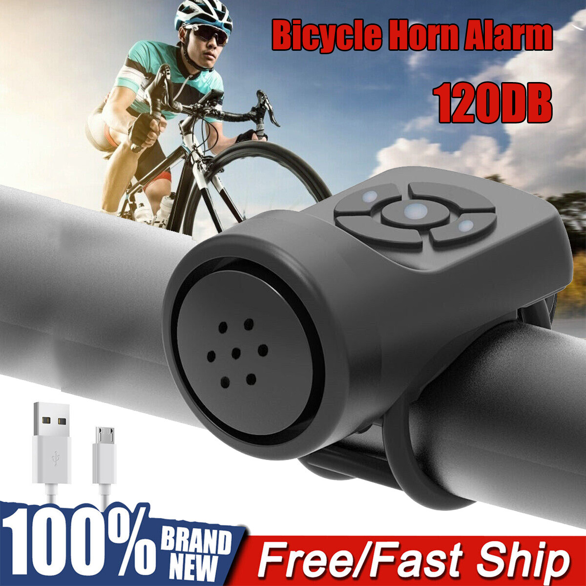 electric bicycle horns Bike Electronic Loud Horn 120 Db Warning Safety Electric Bicycle Handlebar  Bell
