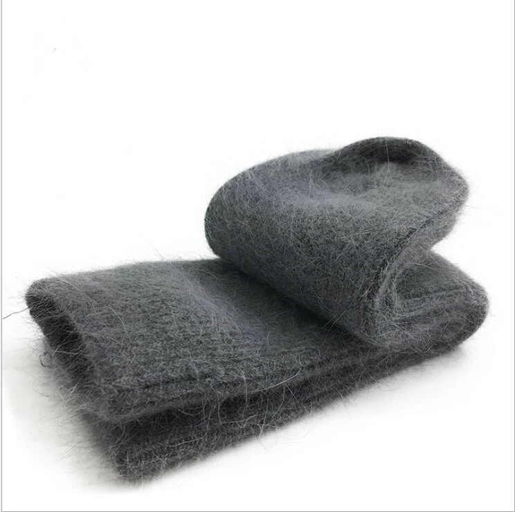 3Pack 100% Merino Wool Crew Thick Heavy Fuzzy Dress Solid Thermal Warm Men Socks - Image 4 of 4