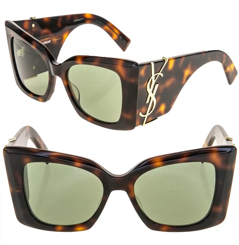 SAINT LAURENT BLAZE YSL SLM119 002 Brown Green Bold Cassandre Logo Sunglass 119