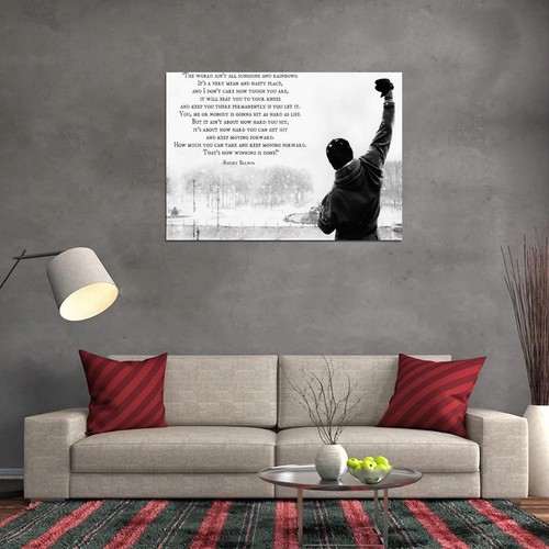 V7324 Rocky Balboa Quote Gym Boxing Motivation B&W Art BW WALL POSTER PRINT UK - Picture 2 of 13