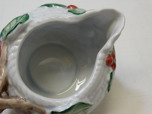 Fitz & Floyd Basketweave Holly Leaves Berries Holiday Sugar Bowl w/ Lid Creamer - Picture 10 of 12