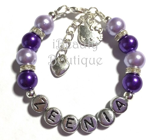 Hello Kitty Personalized Girl's Charm Bracelet Hand Made Gift Any Name US Seller - Picture 5 of 7