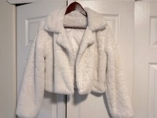 White Faux Fur Jacket Wedding Coat - Worn 1 Time!