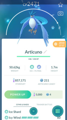 Pokemon Trade GO - Articuno Legacy move & 2nd Charged unlocked for PVP Ultra