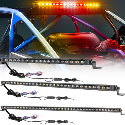 20/30/37in Strobe LED Light Bar Flash Driving Warn Light Amber&Red&White Offroad