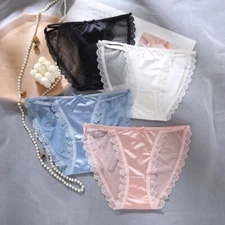 3 Or 5 Pcs Lot Women's Sexy Satin String Bikini Briefs Panties Fashion Underwear