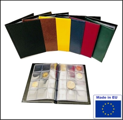 Coin Album 2 EURO Commemorative Coins Red 12 Coin Sheets 96 Compartments 35 mm