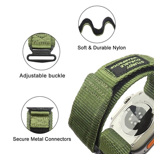 Rugged Nylon Loop Band Strap For Apple Watch Ultra 2 49mm 10 9 8 7 6 5 4 3 2 SE - Picture 43 of 44