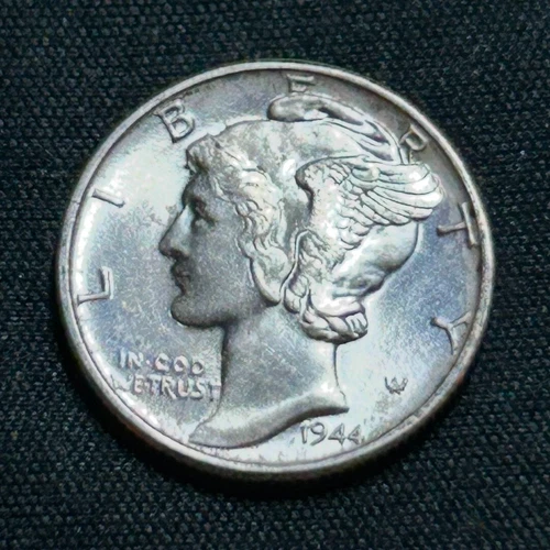 1944 Silver Mercury Dime Philadelphia Mint Almost Uncirculated Condition