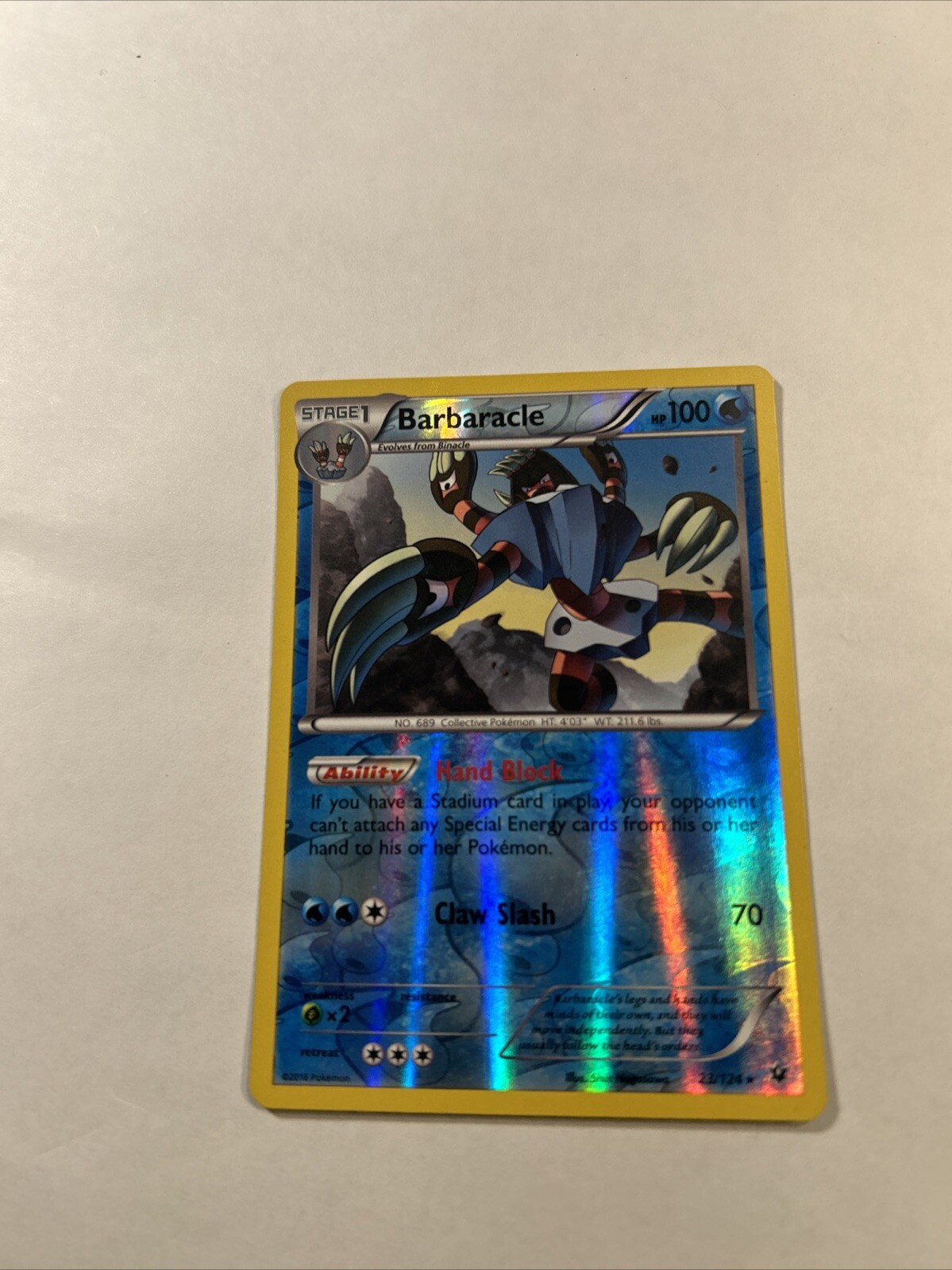 Barbaracle 23/124 Reverse Holo Rare XY Fates Collide Pokemon TCG Card 2016 NM