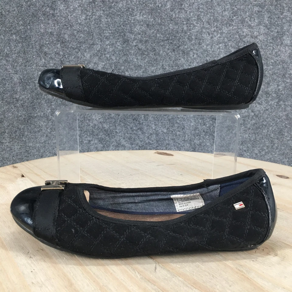 Tommy Hilfiger Shoes Youth 4 Womens 5.5 Kayleigh Nina Quilted Ballet Flats Black - Image 2 of 4