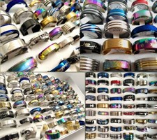 NEW 100pcs MIX LOT Stainless Steel rings Wholesale Men Women Fashion Jewelry lot