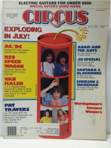 Circus Magazine Vintage July 31, 1981 AC/DC Van Halen + REO Speedwagon Poster - Picture 1 of 3
