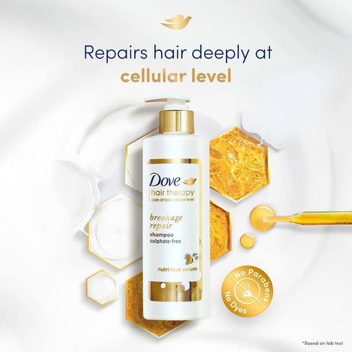 Champú Dove Hair Therapy Breakage Repair sin sulfatos para reducir la caída del cabello-380 ml - Imagen 3 de 6