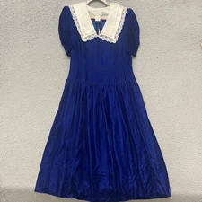 Vtg Gunne Sax Jessica McClintock Dress Womens 9 Blue Velvet Whimsygoth 80s 90s