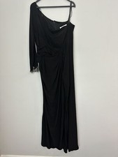IEENA MAC DUGGAL Black Draped Long Sleeve Embellished Cuffs Dress Size 16