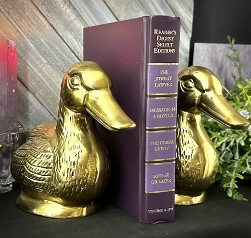 Vintage Brass Duck Head Book Ends / Paperweights MCM Nautical Beach - Pair * - Picture 3 of 10