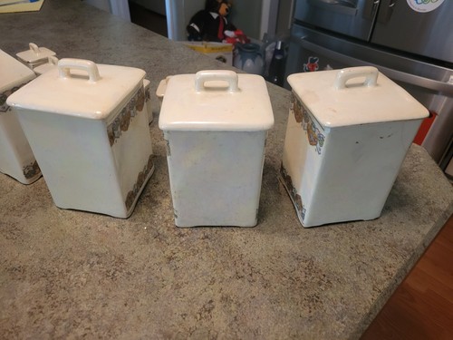 Vintage Lusterware Czech Ceramic Kitchen Canister Set ~ Read ~ - Picture 18 of 24