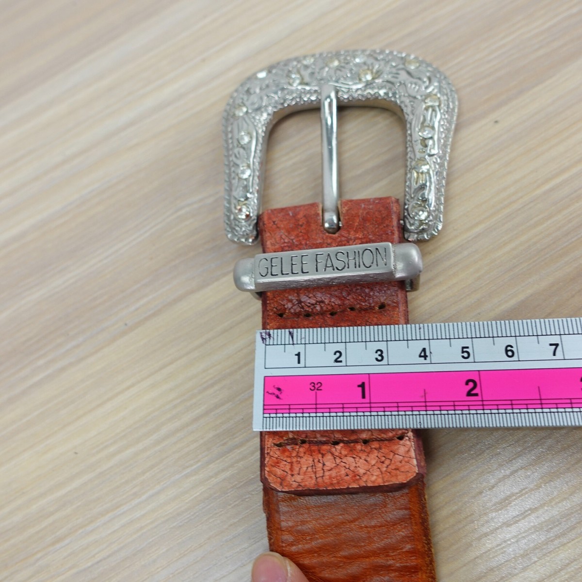 VINTAGE GELEE FASHION Belt Medium Brown Leather Western Rhinestone Full Grain US Vintage Rhinestone Belt & Buckle - Large – Elusive Cowgirl  main image 2