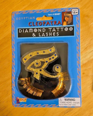 Egyptian Cleopatra Diamond Tattoo And Eye Lashes Costume Accessories