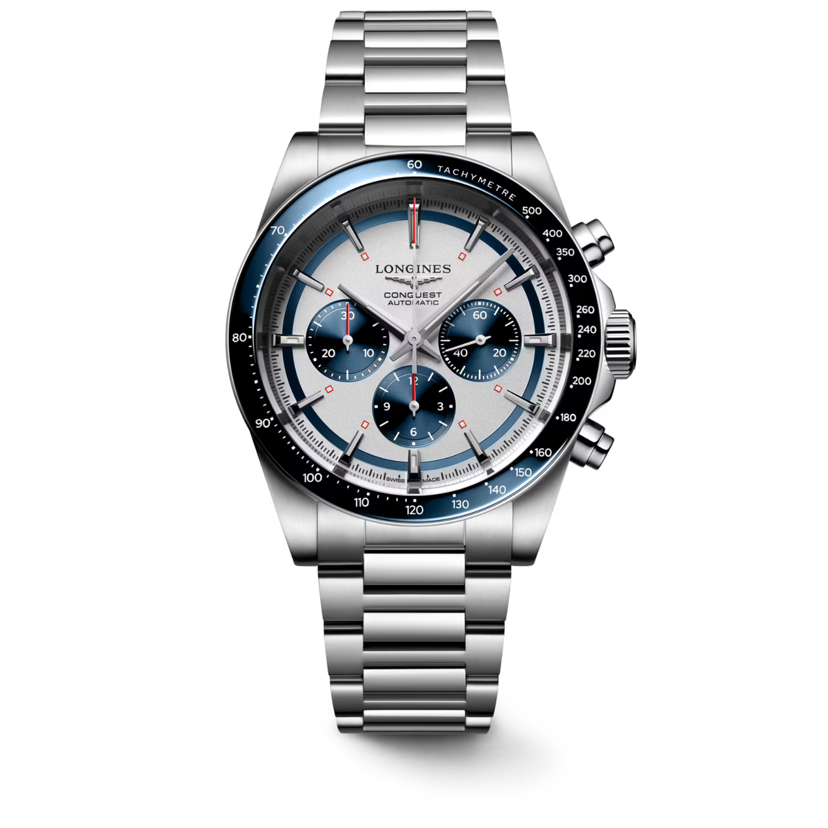 Longines Conquest Chronograph 42 MM White and Blue Dial Auto Watch