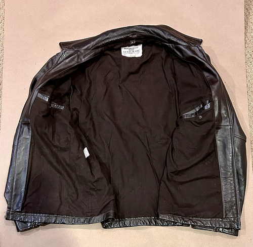 Men’s L Guess Brown Leather Jacket | Designer Moto Biker Style | Motorcycle Coat - Picture 3 of 5