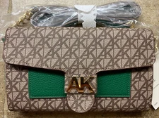 NEW! Anne Klein Signature Wallet Purse on Chain Crossbody Phone Bag Khaki Green