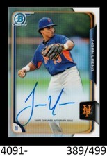 1-2015 BOWMAN CHROME REFRACTOR AUTO JHOAN URENA METS /499 QTY
