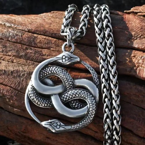 Ciondolo The Never Ending Story Snake Ouroboros Talismano Nordico Due Serpenti Auryn - Foto 17 di 24