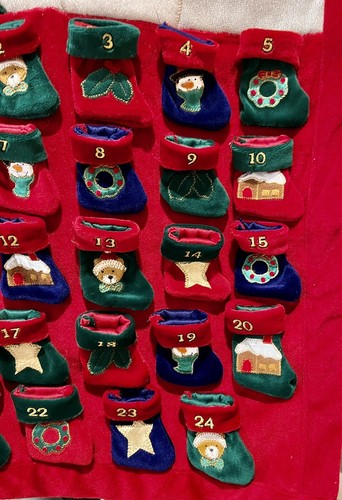 Advent Calendar Velvet Christmas Countdown Hanging Snowman With Mini Stockings - Picture 4 of 5