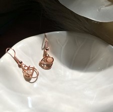 Handmade Copper Wire Wrapped Dangle Earrings with Natural Gemstone Sunstone