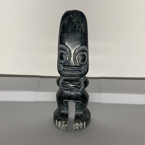 Hand Carved Green Onyx Aztec Mesoamerican Idol Figure Statue Mexico 6"