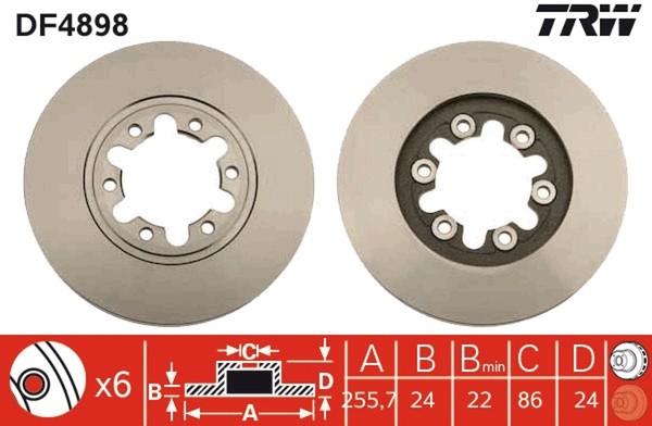 2X TRW Bremsscheibe DF4898 FüR Mazda EQ Serie Ford 50 BT ET ER Ranger Tdci UN Up-image