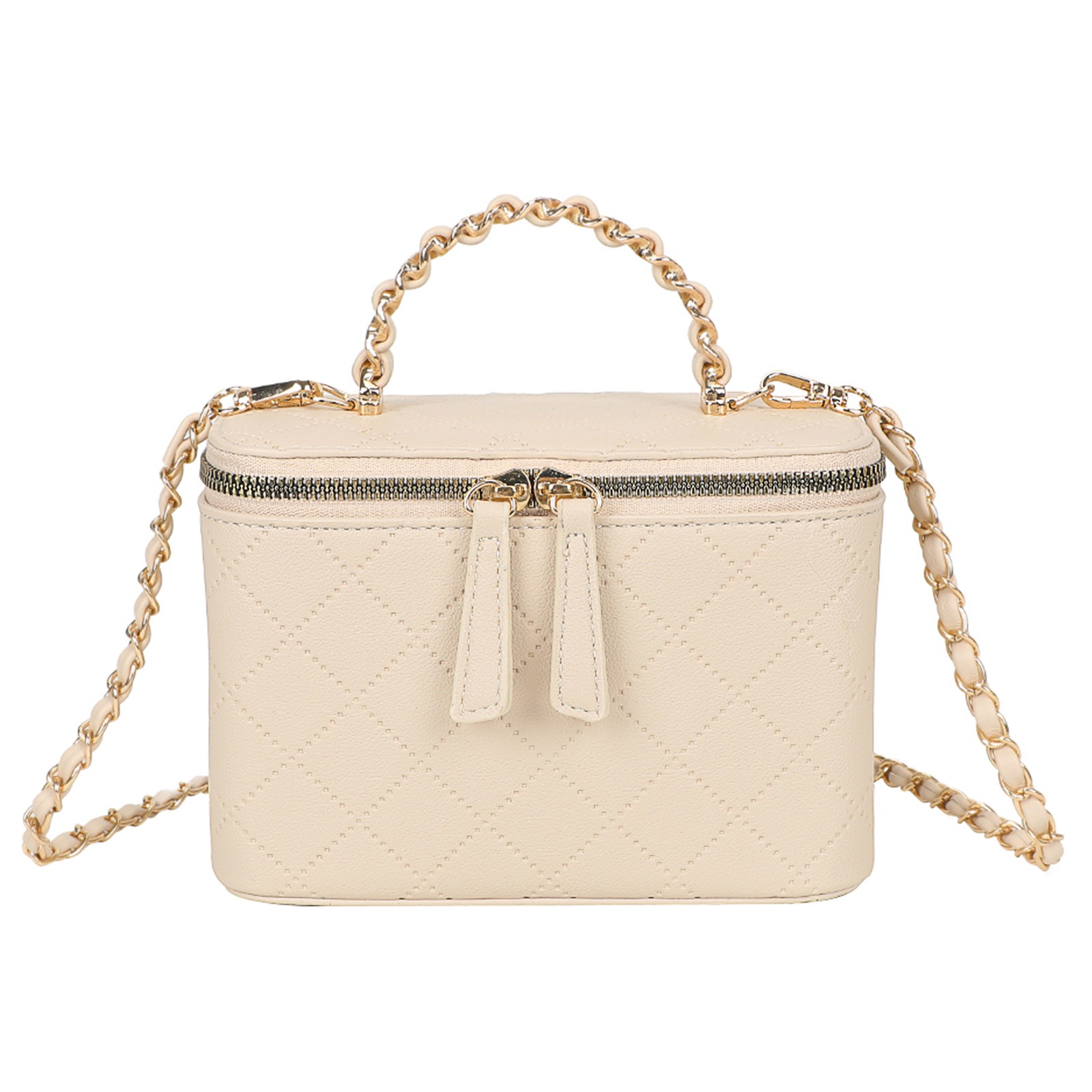 Bolso de Mano para Mujer Mini Boxy Bag Acolchado con Asa de Cadena y Bandolera
