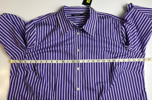 Lauren Ralph Lauren Women’s Blouse Plus 20W Purple White Stripe Career NWT - Picture 4 of 9