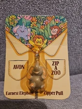AVON ZIP A ZOO VINTAGE EARNEST ELEPHANT ZIPPER PULL CHARM 1983