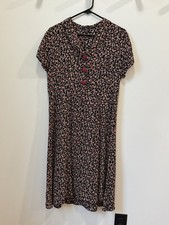 Loco Lindo Vintage Y2K Cherry Midi Dress Medium Black Short Sleeve