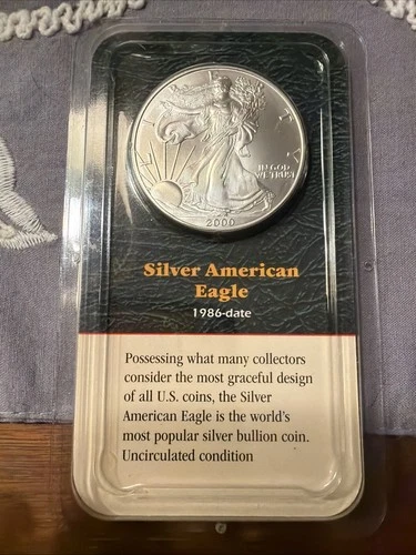2000 1 Ounce Uncirculated Silver American Eagle (P) In Littleton Holder