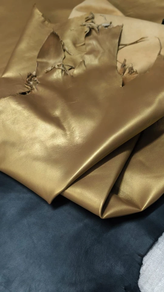 GOLDEN METALLIC Lambskin Leather Hides Indian Lambskin Skins Whole Hides 5sqf - Image 2 of 4