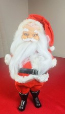 Vtg 1950s Rubber Face Santa Claus Doll 11  Plush Straw Body Christmas Ornament