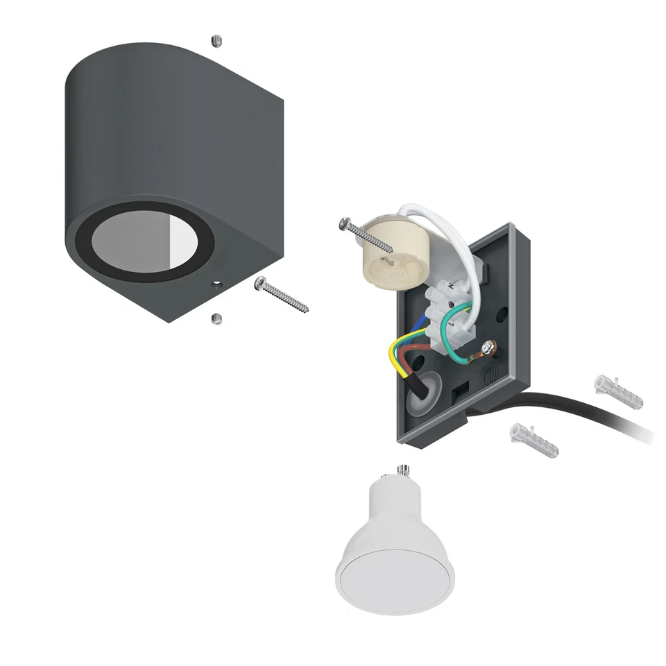 2x Wandleuchte ALSE für außen IP54 Downlight anthrazit matt rund 1x GU10 max. - Bild 2 von 4