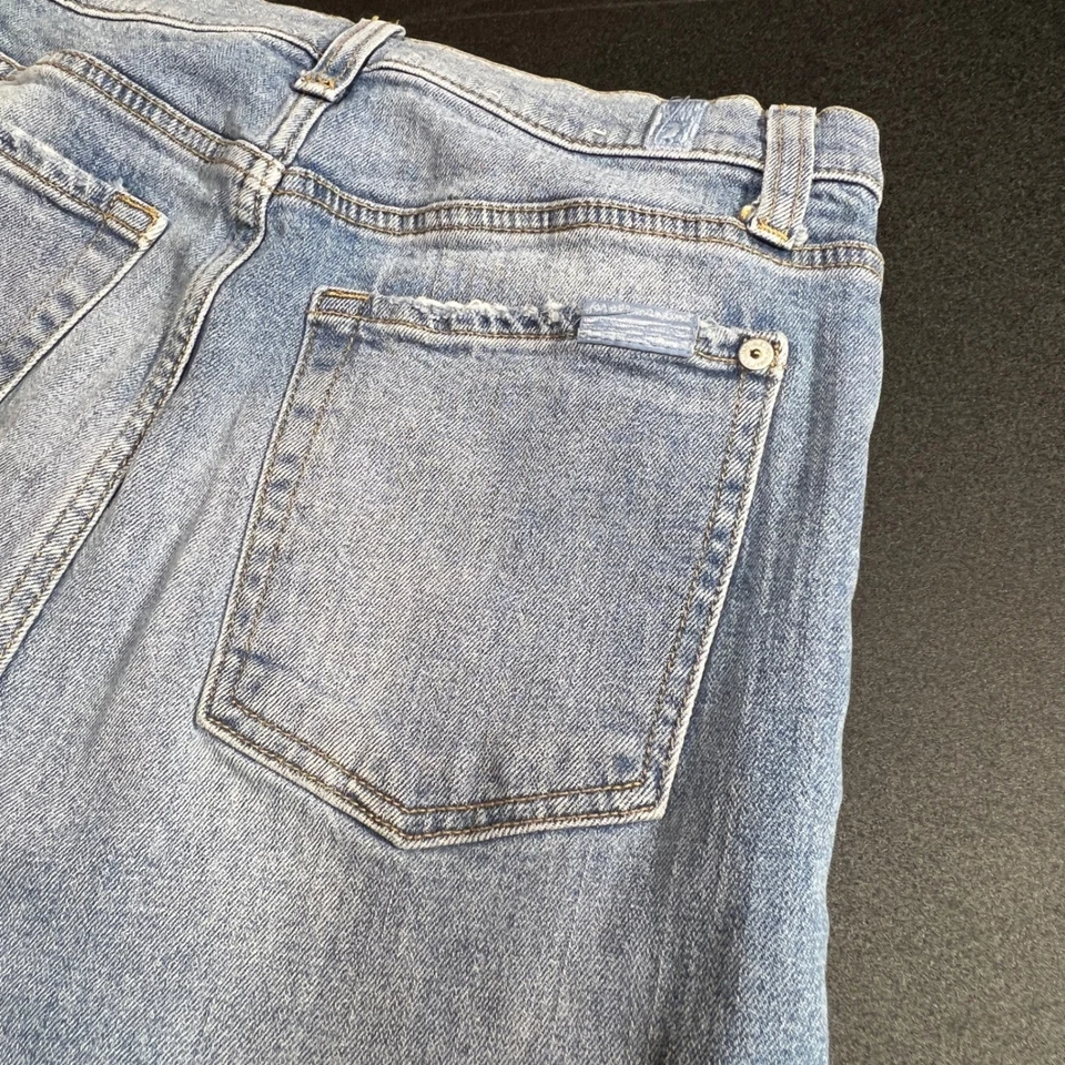 Pantalones de mezclilla desgastados 7 For All Mankind tiro ultra alto dojo pierna ancha para mujer LEER Foto 3 de 4