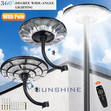 11000W Solar Street Light, All-Weather, Outdoor 360° Round Head Patio Lamp +Pole