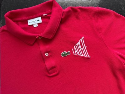Lacoste Mens XL Red Polo Shirt Short Sleeve Embroidered Crocodile