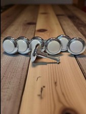 Cabinet Knob Drawer Pulls Set of 7 Silver and White with Screws 1 1/8"