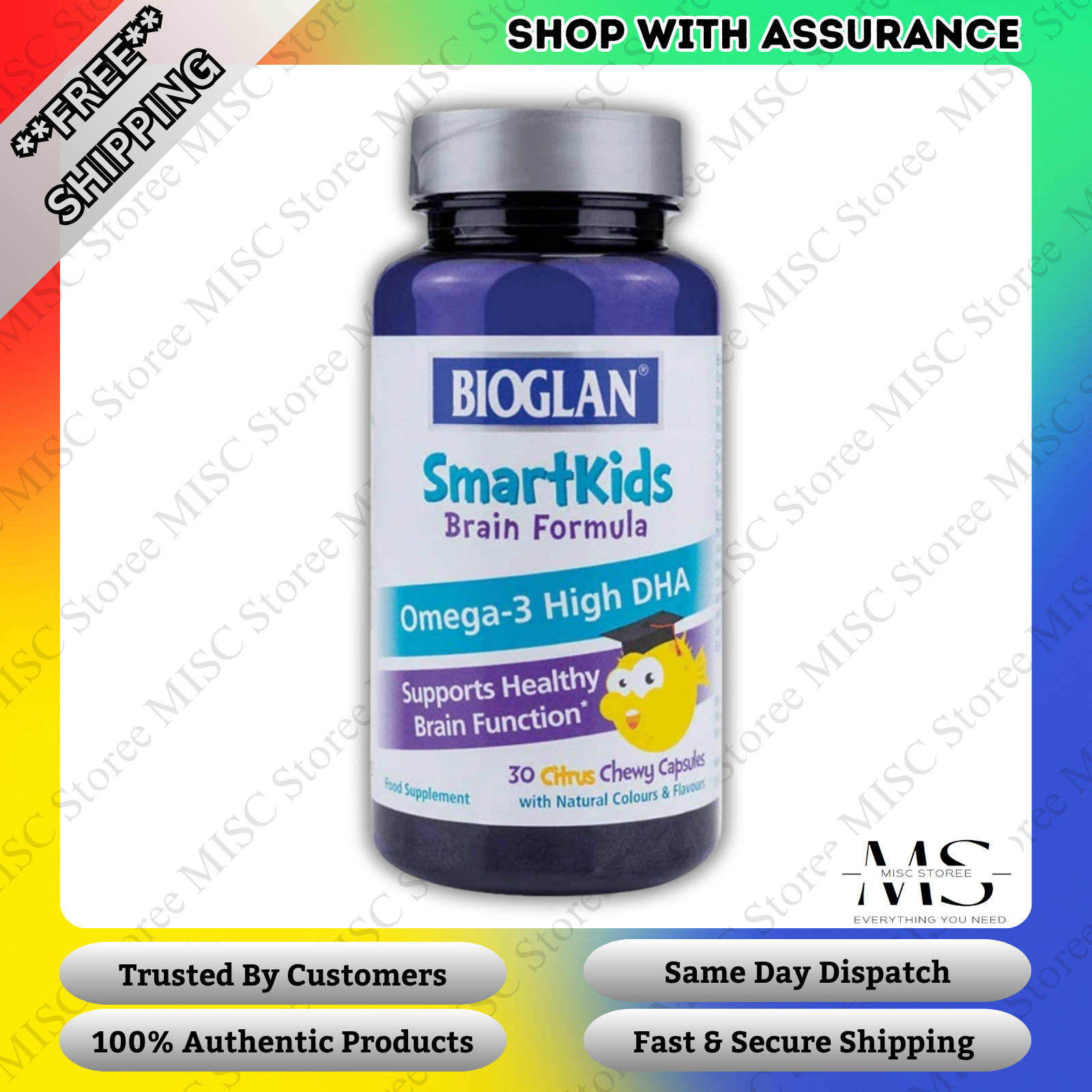 Bioglan SmartKids Brain Formula | Omega-3 |EPA & DHA | Citrus Capsules | 30 - Image 2