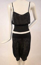 MUSEUM WORTHY UNWORN 1920 S SILK KNIT LINGERIE CAMISOLE SET W LACE WEAVE