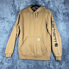 Carhartt Hoodie Mens Small Brown Pullover Fleece Hooded Pockets Drawstring Logo