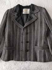 Givenchy Style Saks Fifth Avenue Vintage Black White Wool Blazer USA Size 8